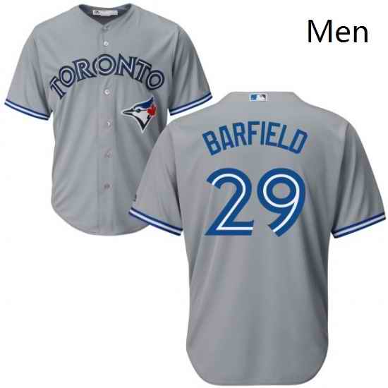 Mens Majestic Toronto Blue Jays 29 Jesse Barfield Replica Grey Road MLB Jersey